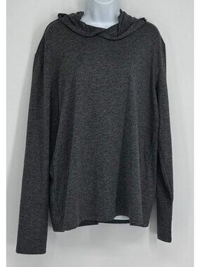 Alo Yoga Men L Amplify Hoodie Dark Heather Grey Performance Pullover Shirt